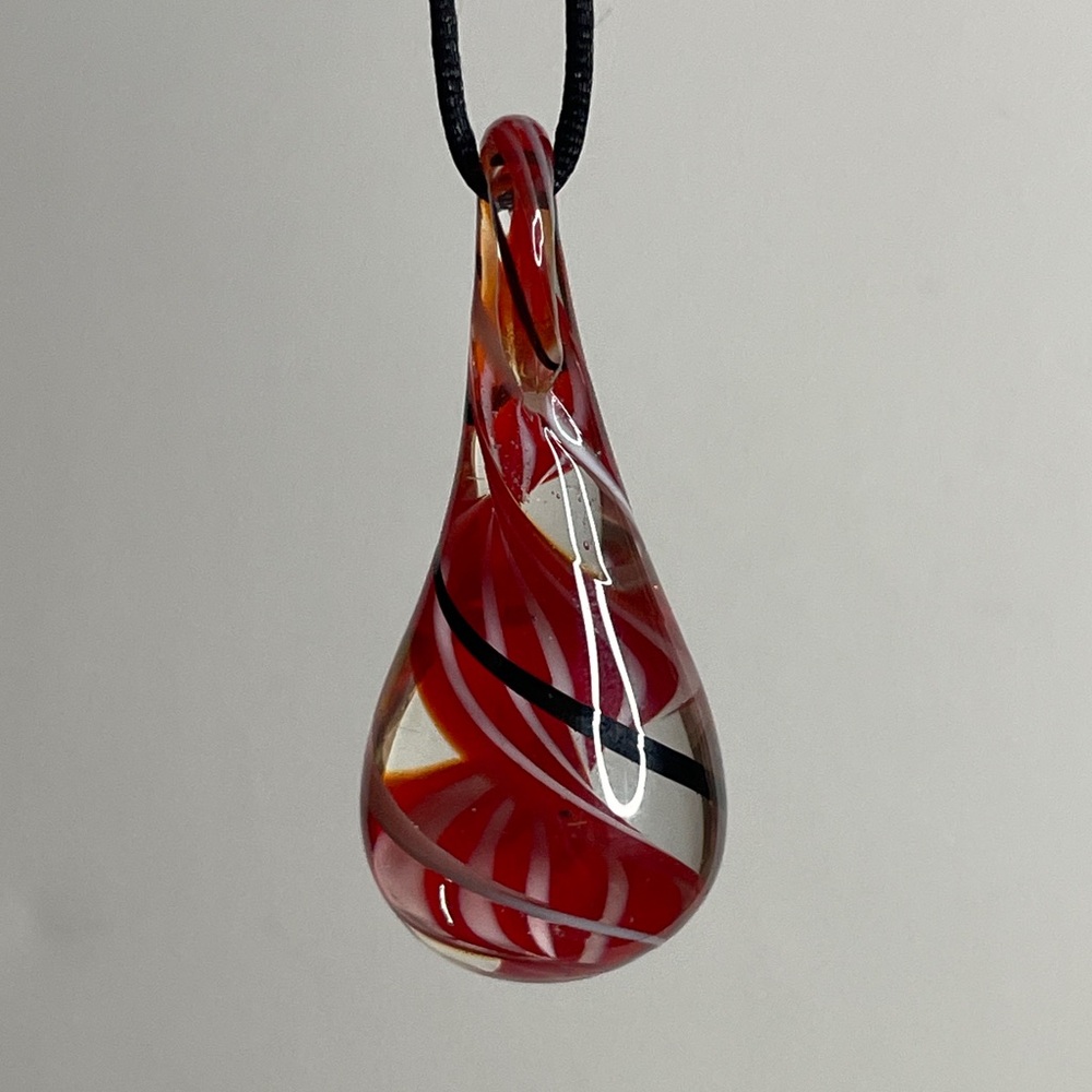 Lampwork Teardrop Pendant Red/White/Black